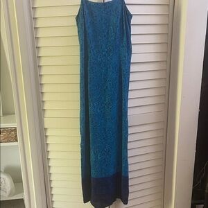 Beautiful lined spaghetti strap Blue Floral Maxi Dress